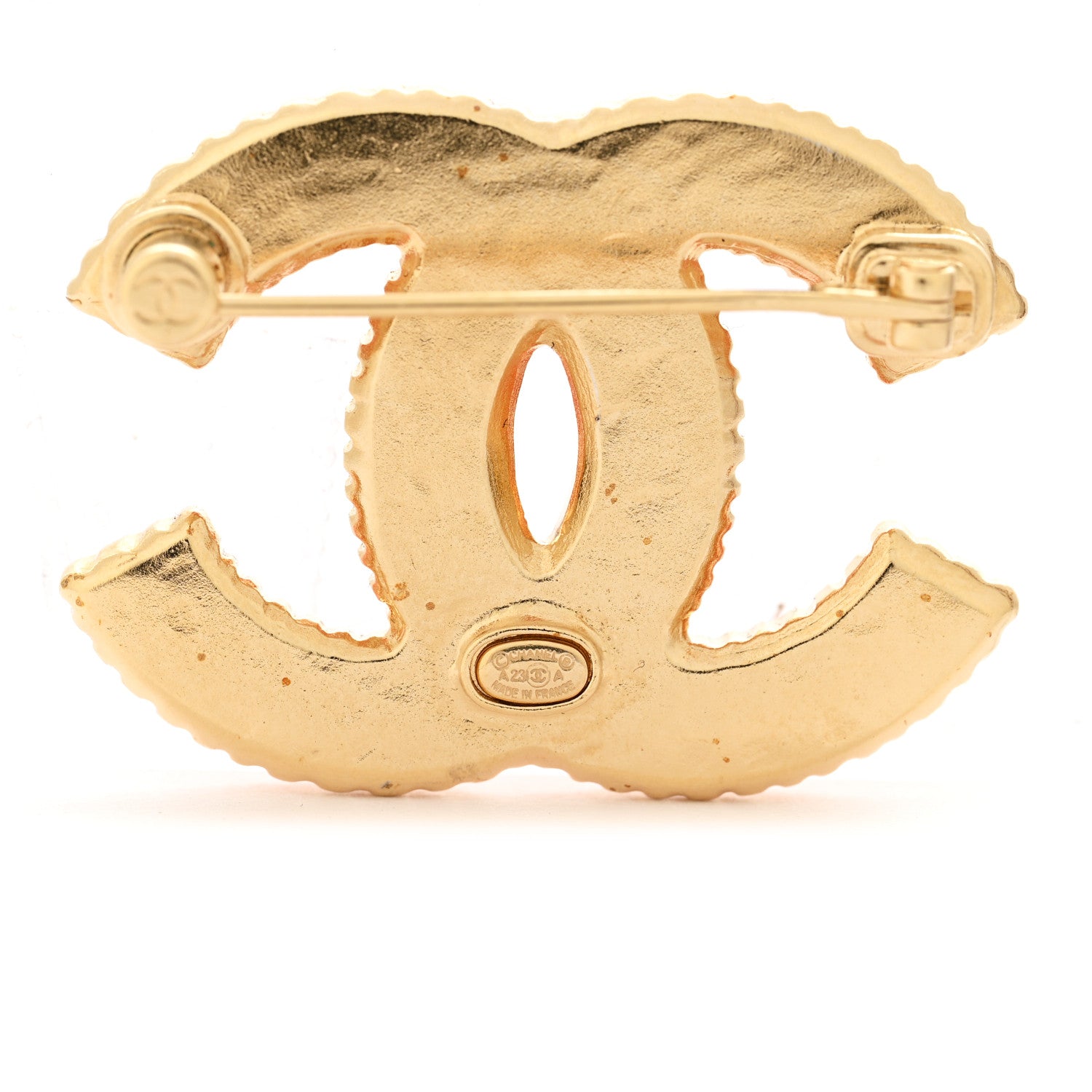 Chanel Metal Enamel CC Brooch Gold Orange 3 of 4