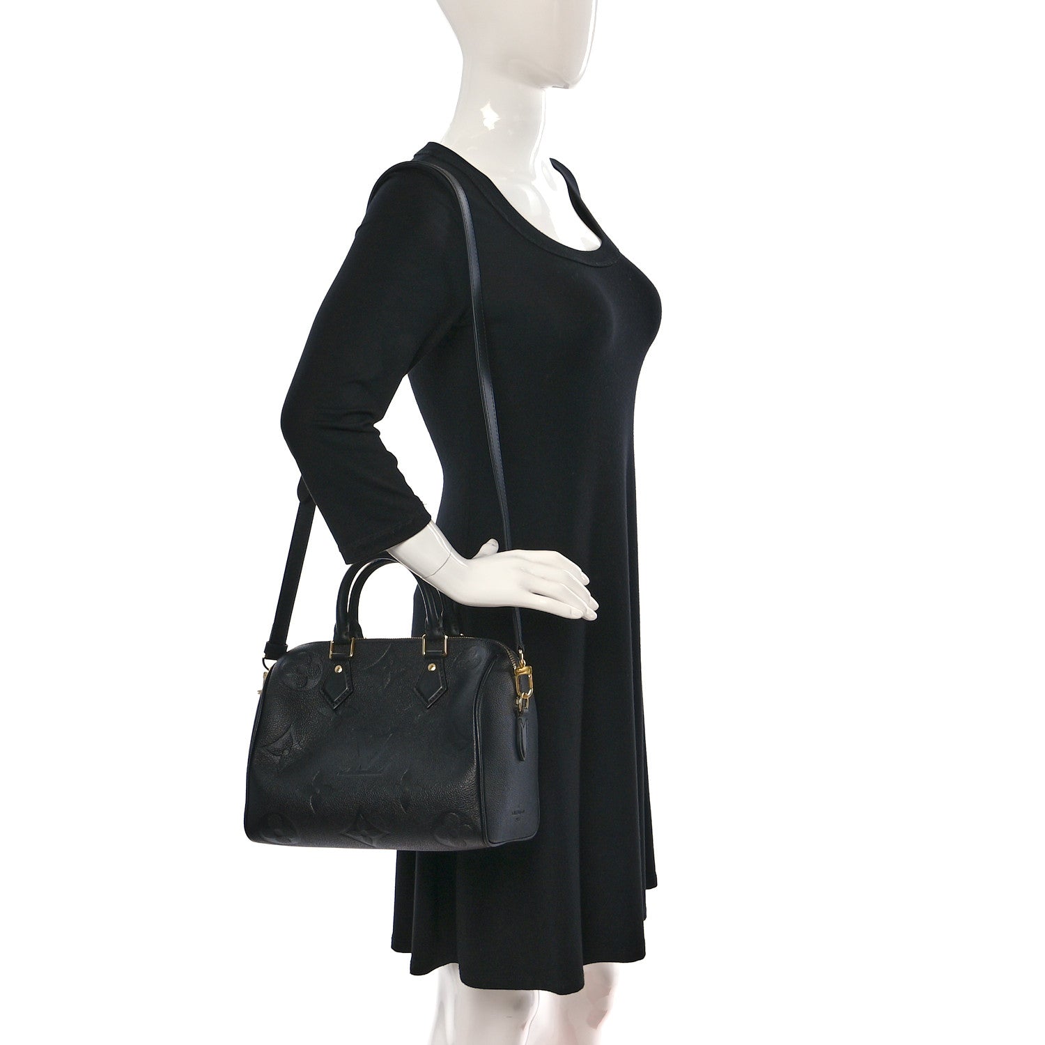 Louis Vuitton Empreinte Monogram Giant Speedy Bandouliere 25 Black 2 of 12