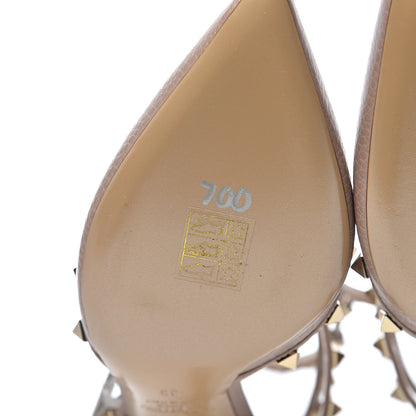 Valentino Garavani Pebbled Calfskin Rockstud Ankle Strap 65mm Pumps 36 Poudre 6 of 10