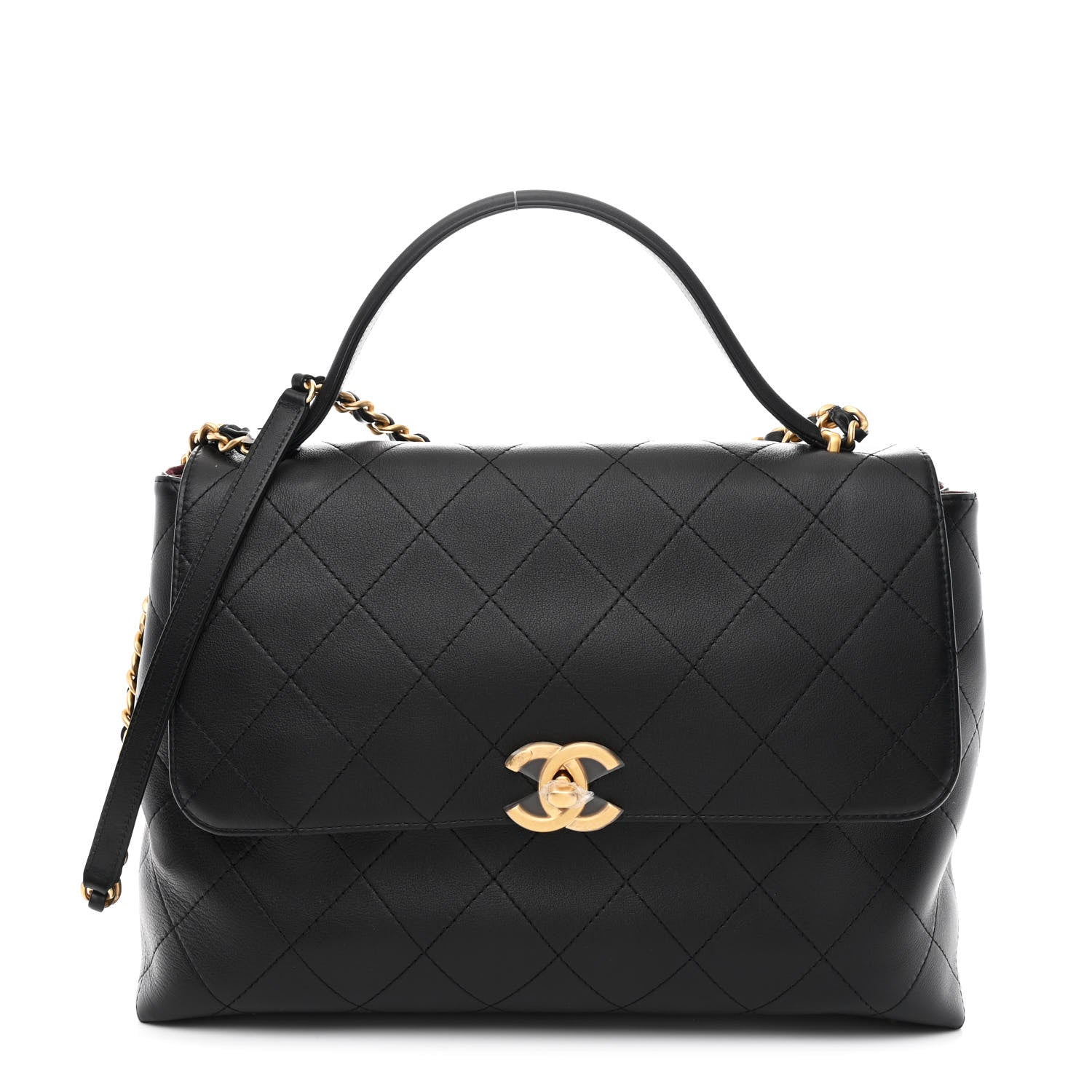 Chanel Calfskin Stitched Maxi Flap Top Handle Black 1 of 10