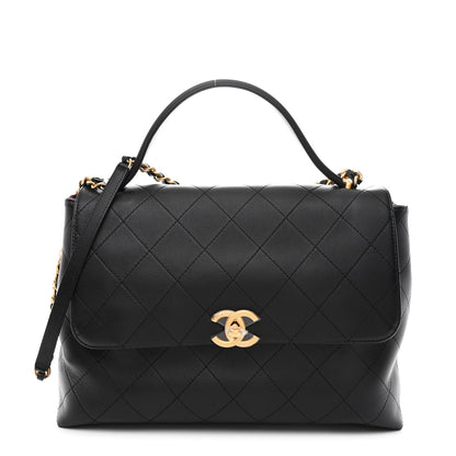 Chanel Calfskin Stitched Maxi Flap Top Handle Black 1 of 10