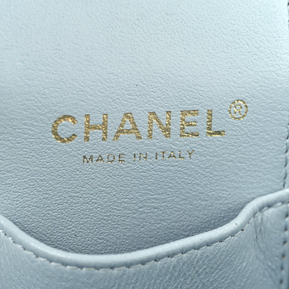 Chanel Caviar Quilted Small Top Handle Vanity Case With Chain Light Blue 6 of 12
