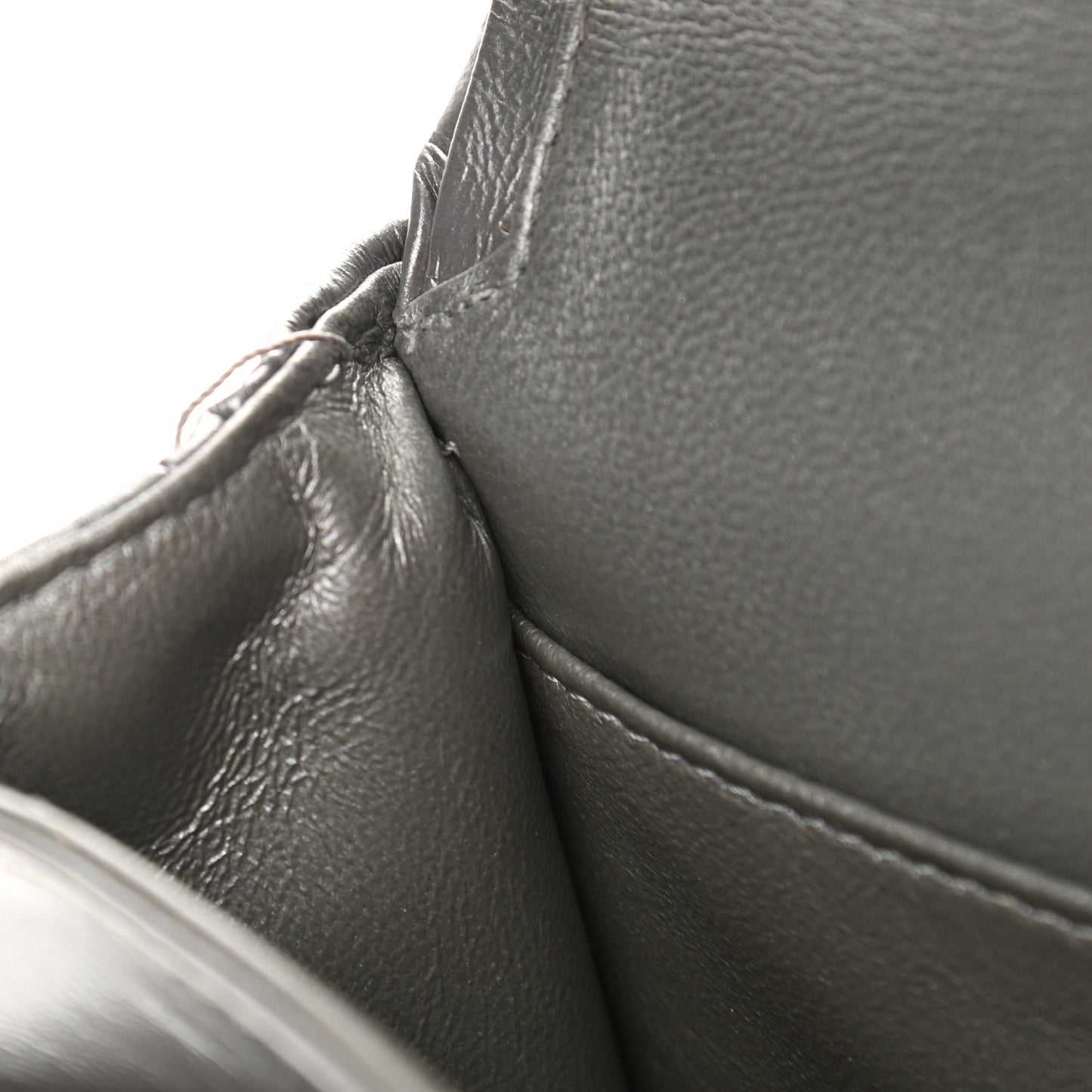 Glazed Calfskin Grommet Embellished Medium Airline Double Flap Silver
