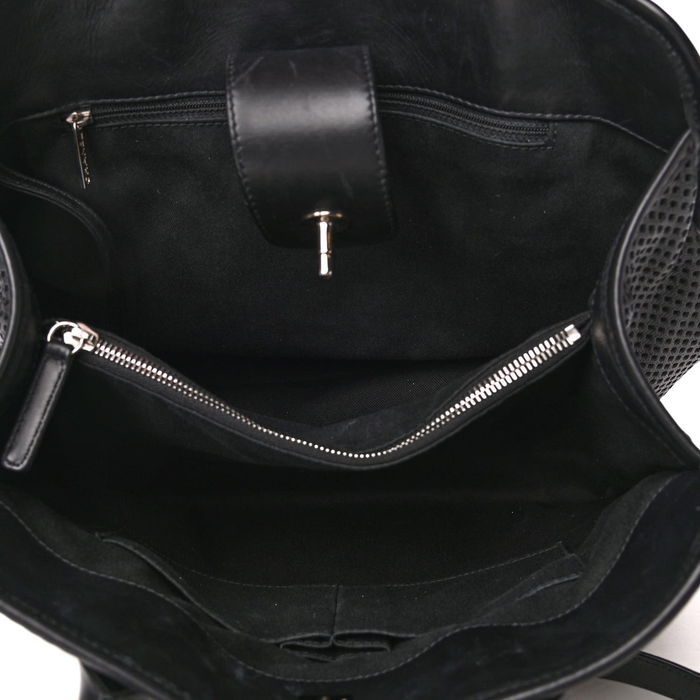 Calfskin Perforated Up In The Air Tote Black