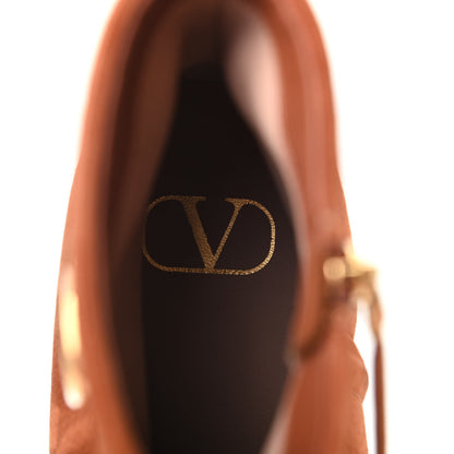Valentino Garavani Suede VLogo Side Zip 45mm Ankle Boots 40 Bright Cognac 6 of 8
