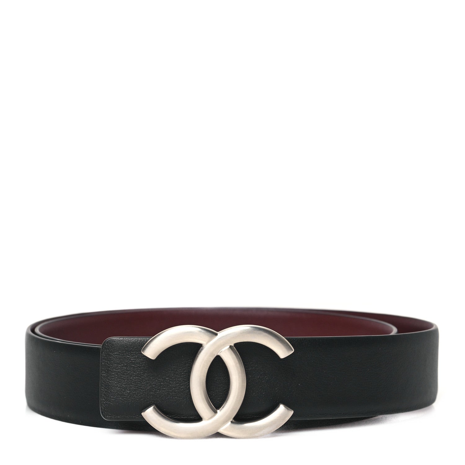 Chanel Calfskin CC Reversible Belt 90 36 Black Burgundy 1 of 4