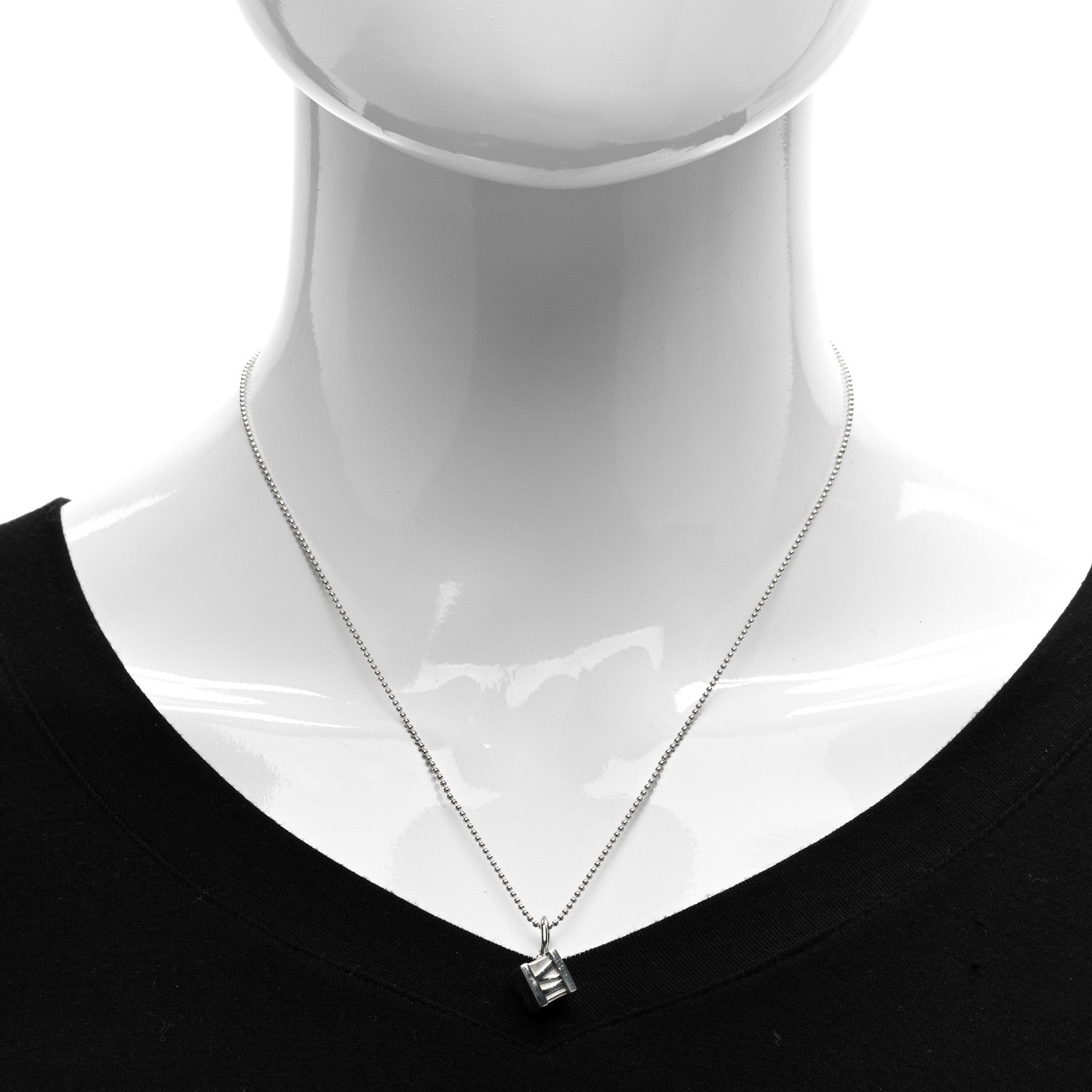 Tiffany Sterling Silver Diamond Atlas Cube Pendant Necklace 2 of 5