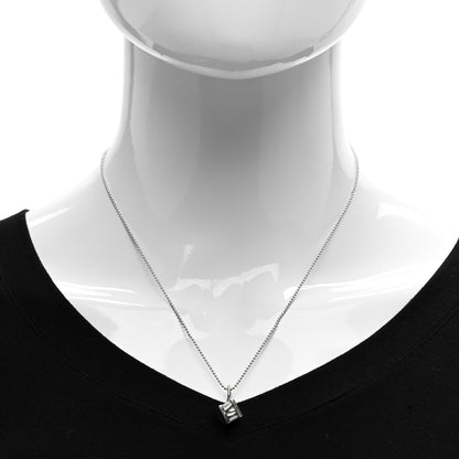 Tiffany Sterling Silver Diamond Atlas Cube Pendant Necklace 2 of 5