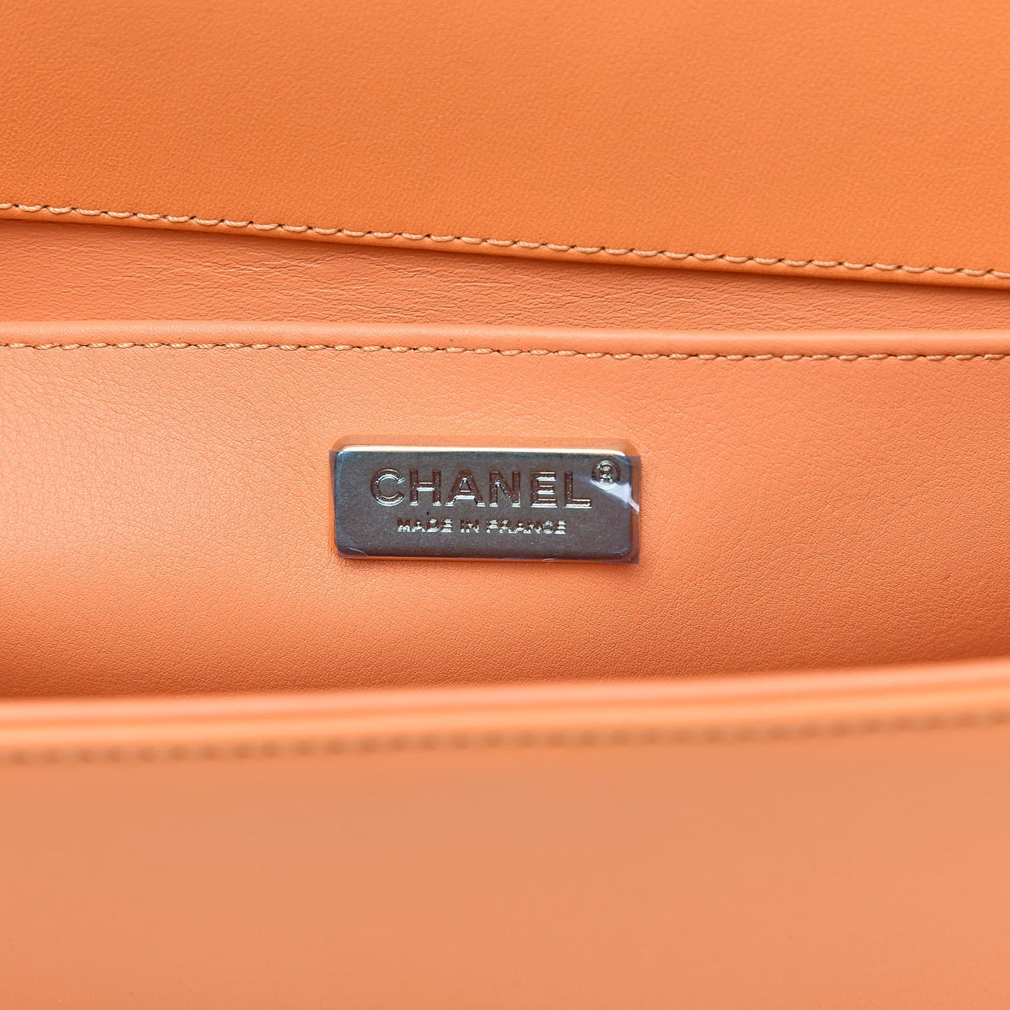 Lambskin Glass Embroidered Medium Boy Flap Apricot