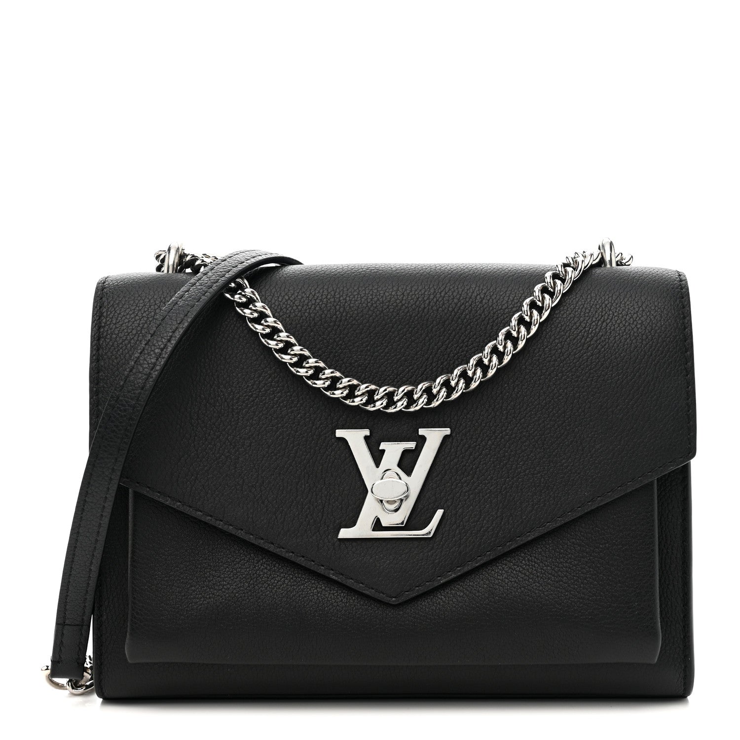 Louis Vuitton Soft Calfskin Mylockme Chain Bag BB Black 1 of 10