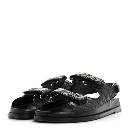 Chanel Grained Calfskin Velcro Dad Sandals 42 Black 4 of 10
