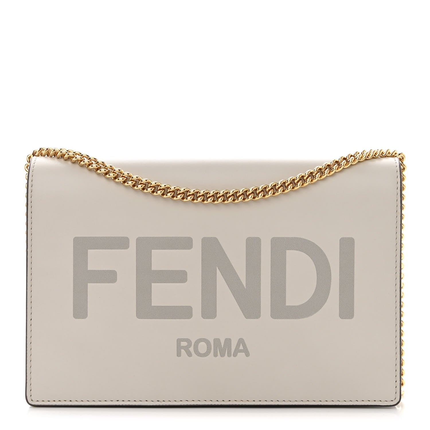 Fendi Vitello King Tamponato Logo Embossed Medium Wallet On Chain Ghianda 1 of 10