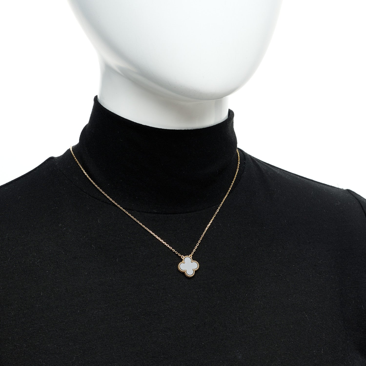 Van Cleef & Arpels 18K Yellow Gold Black Onyx Vintage Alhambra Pendant Necklace 2 of 6