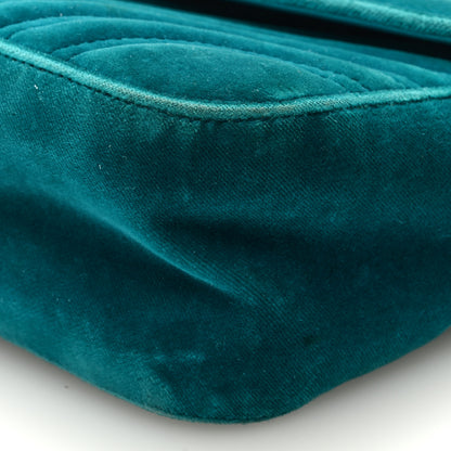 Gucci Velvet Matelasse Small GG Marmont Shoulder Bag Pavone Cyan 9 of 10