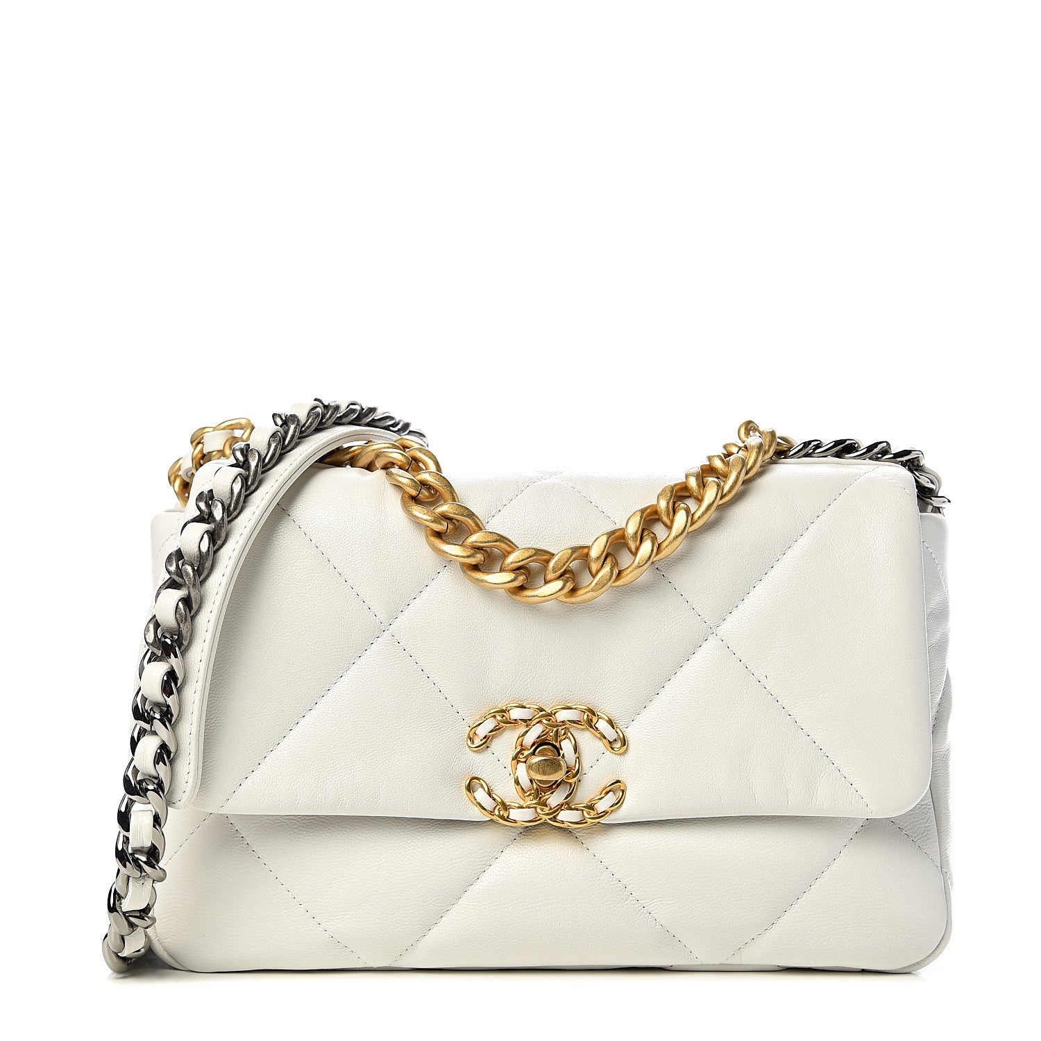 Chanel Lambskin Quilted Medium 19 Flap White 1 of 10