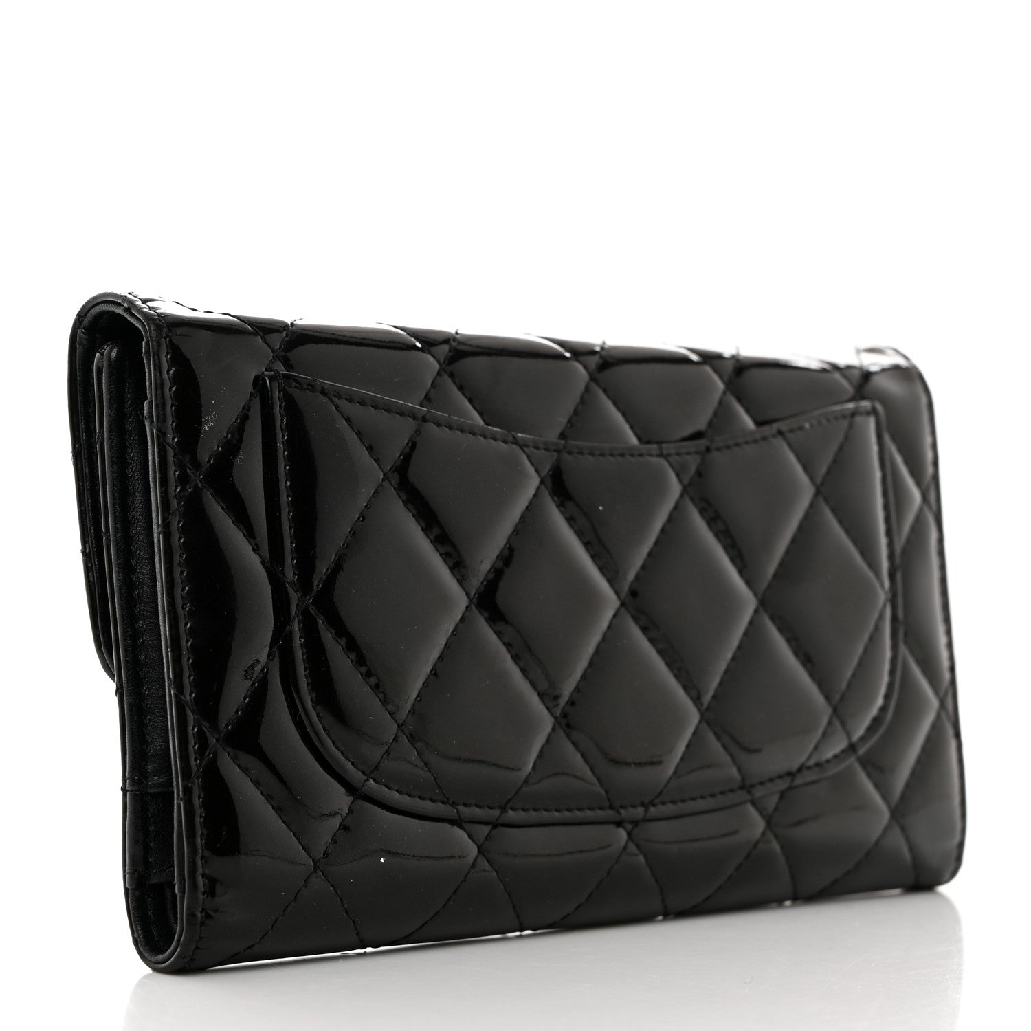 Chanel Iridescent Patent Quilted Large Flap Wallet Black 3 of 8