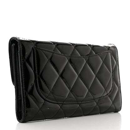Chanel Iridescent Patent Quilted Large Flap Wallet Black 3 of 8
