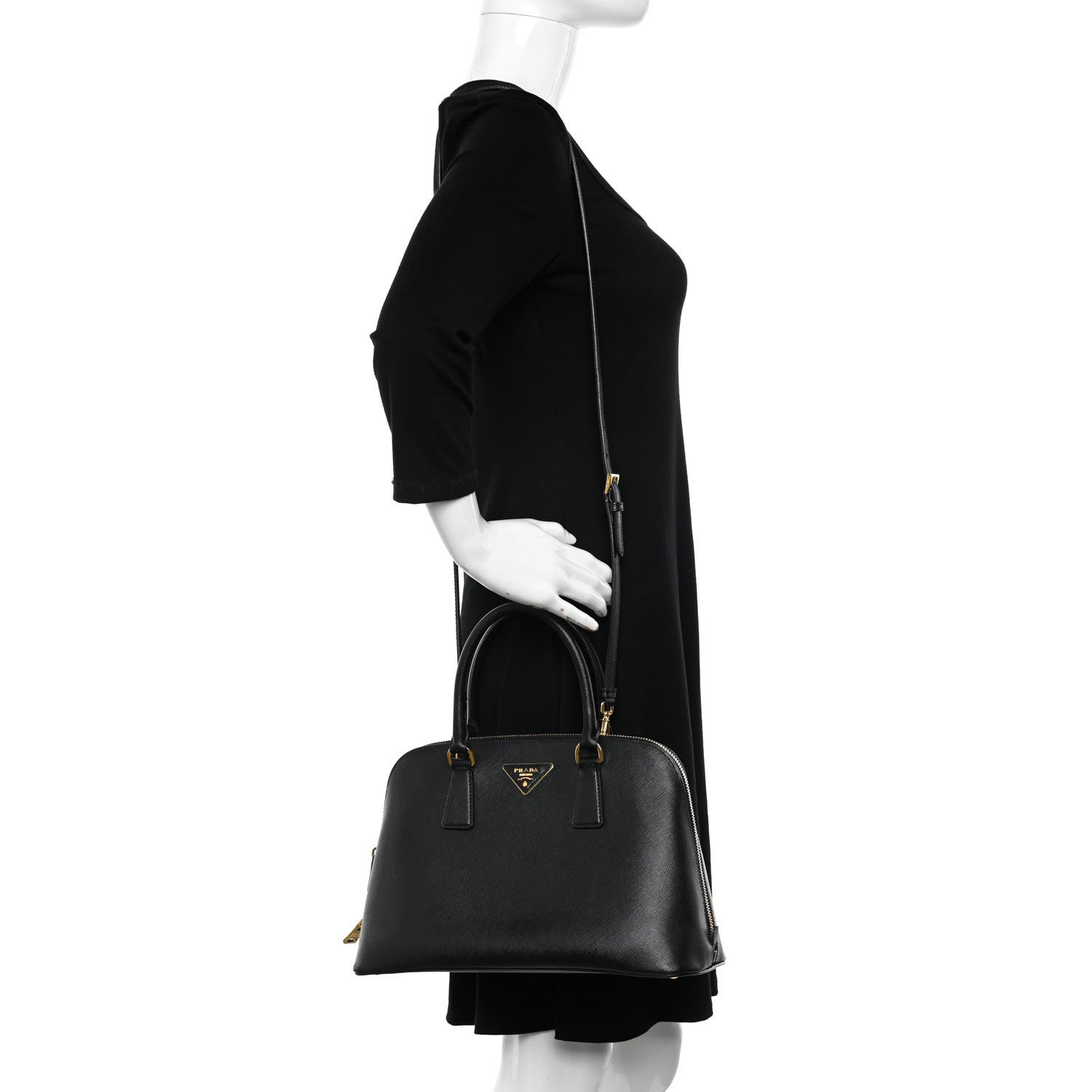 Prada Saffiano Lux Medium Promenade Tote Black 2 of 9