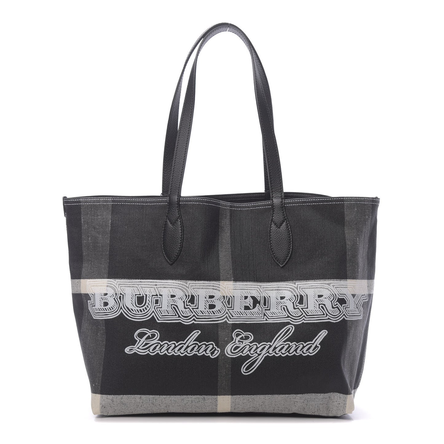 Coated Canvas Mega Check Medium Doodle Tote Black White