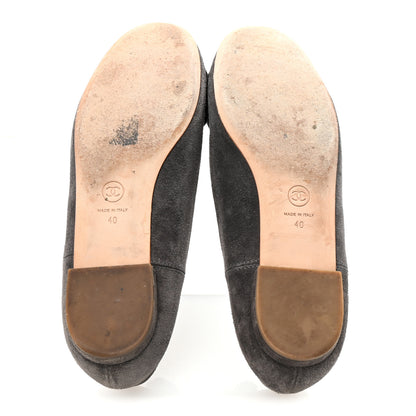 Chanel Suede Camellia CC Ballerina Flats 40 Grey 6 of 9