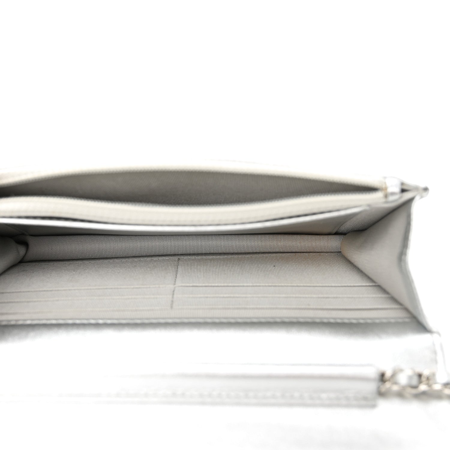 Chanel Metallic Lambskin Quilted Wallet On Chain WOC Silver 5 of 12