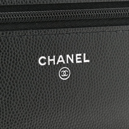 Chanel Caviar Quilted Chanel 19 Wallet On Chain WOC Black White 6 of 12