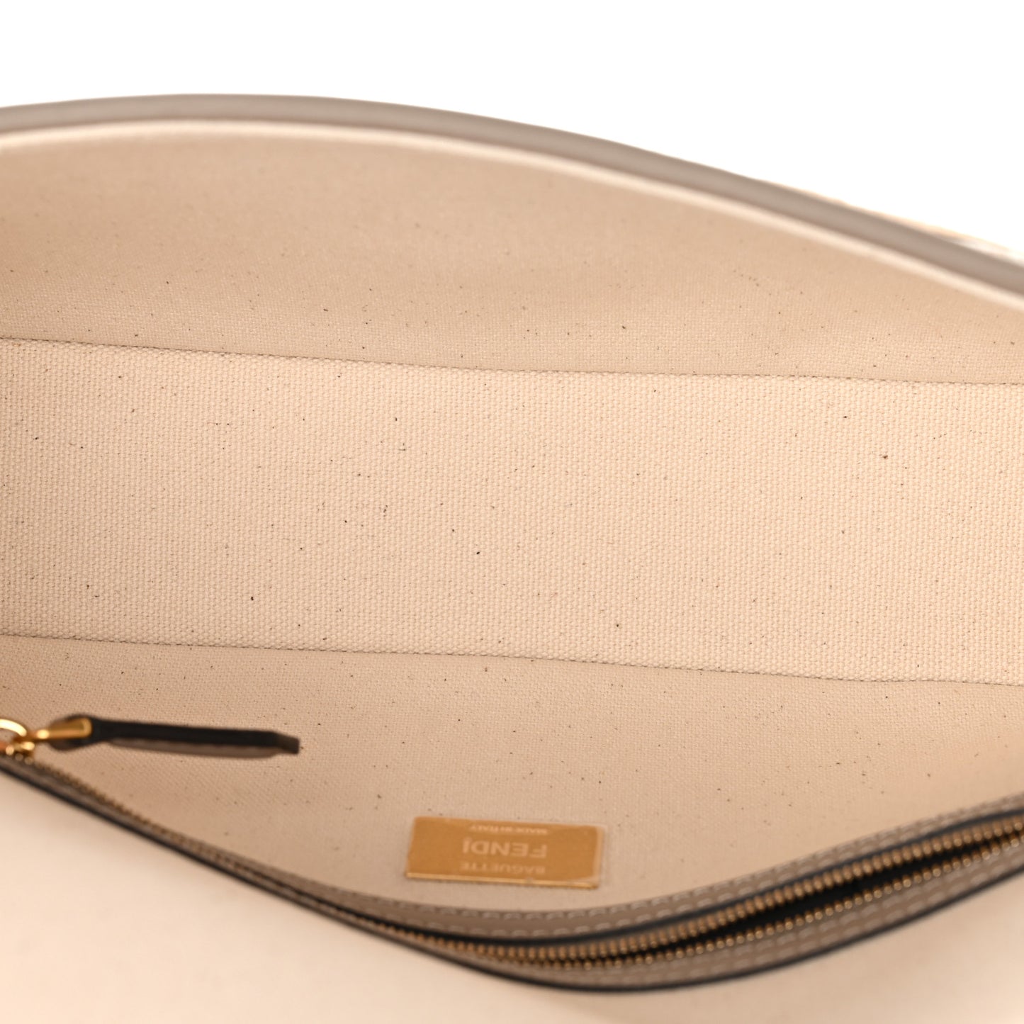 Canvas Vitello Seta FF Multicolor Embroidered Baguette Grezzo Multicolor Tortora