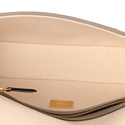 Fendi Canvas Vitello Seta FF Multicolor Embroidered Baguette Grezzo Multicolor Tortora 5 of 11