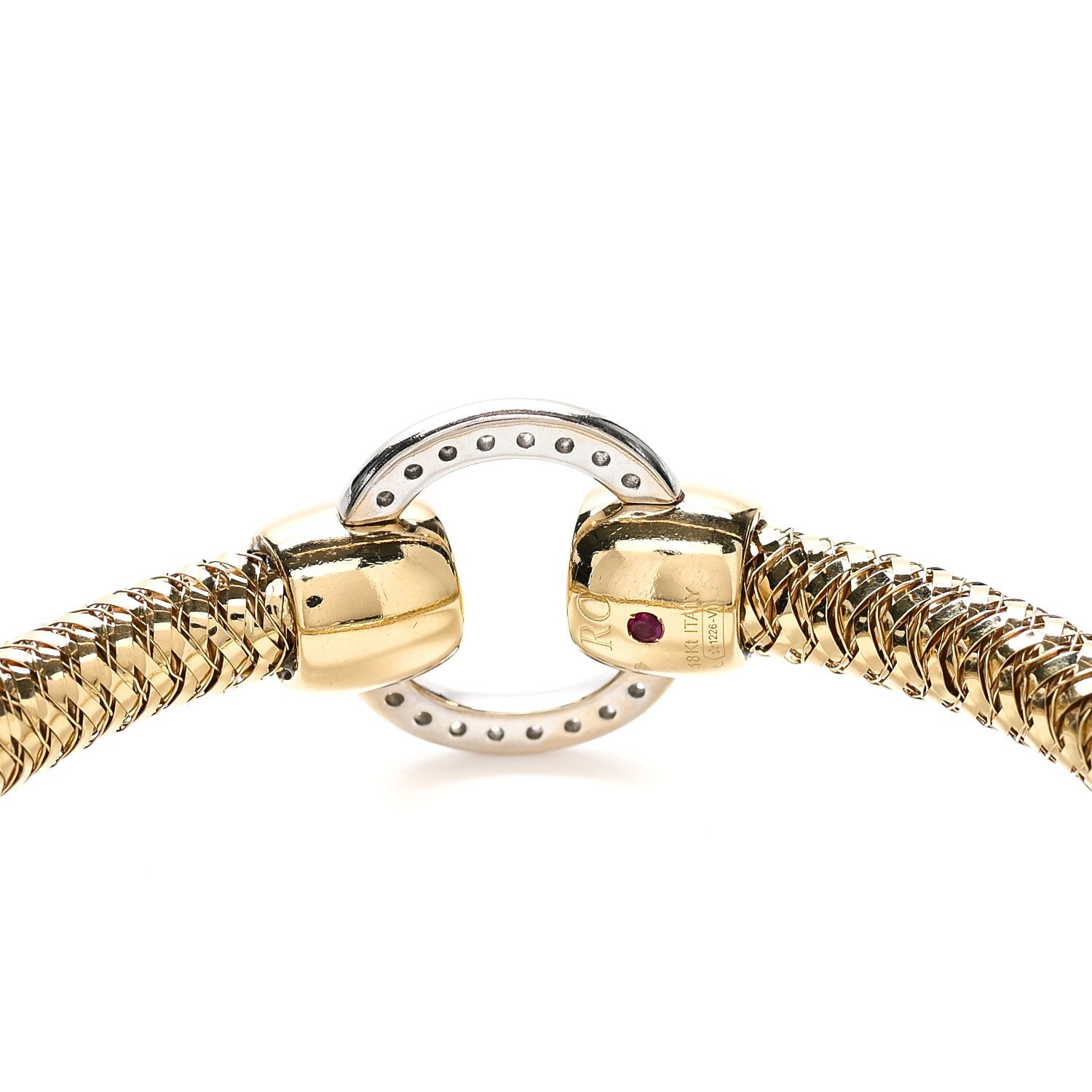 Roberto Coin 18K Yellow White Gold Diamond Primavera Bangle Bracelet 3 of 3