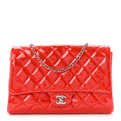 Chanel Patent Quilted Clutch with Chain Flap Red 1 of 10
