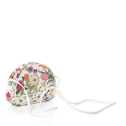 Gucci Canvas Flora Floral Trapuntata Mini Zumi Dome Shoulder Bag White 2 of 7