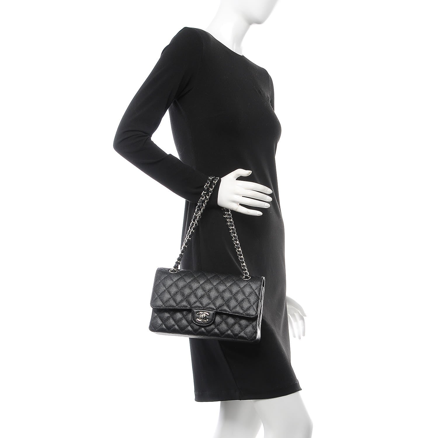Chanel Caviar Quilted Medium Double Flap Black 2 of 8