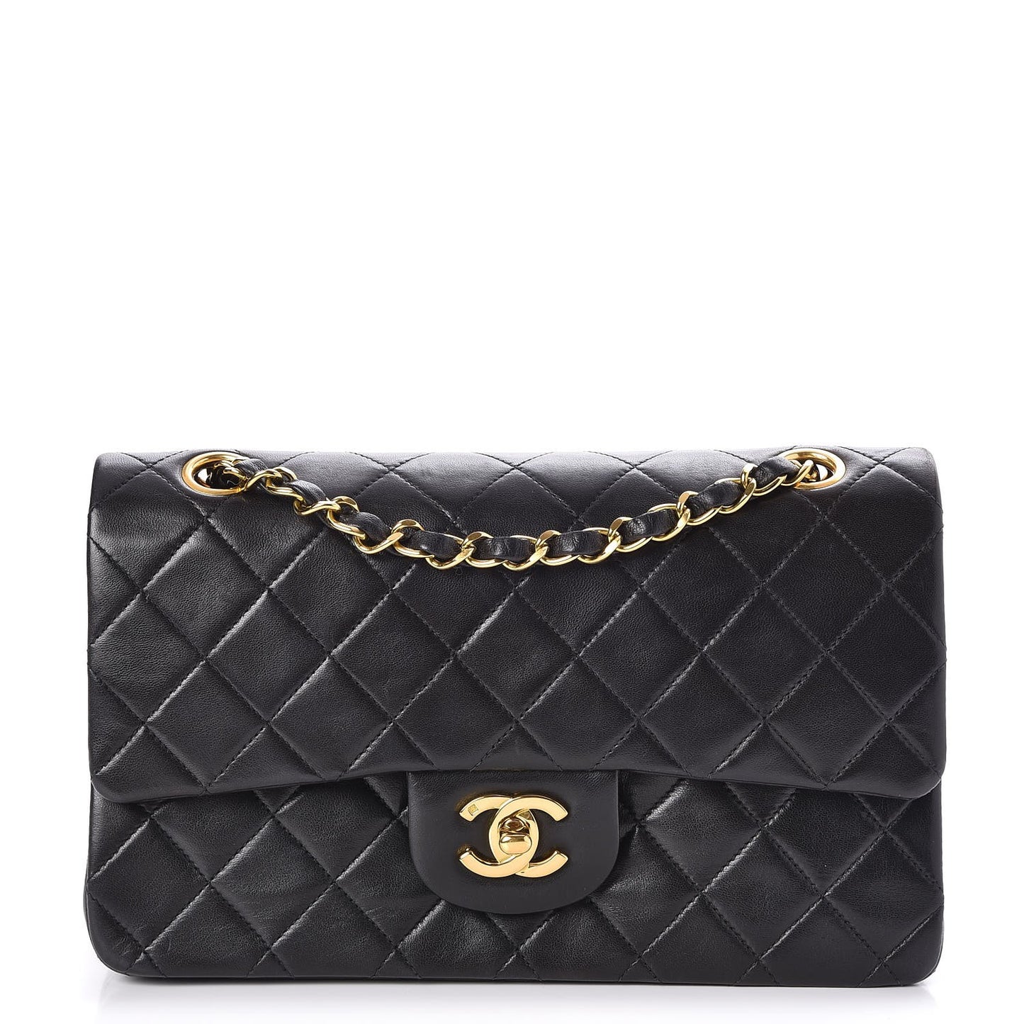 Lambskin Quilted Small Double Flap Black