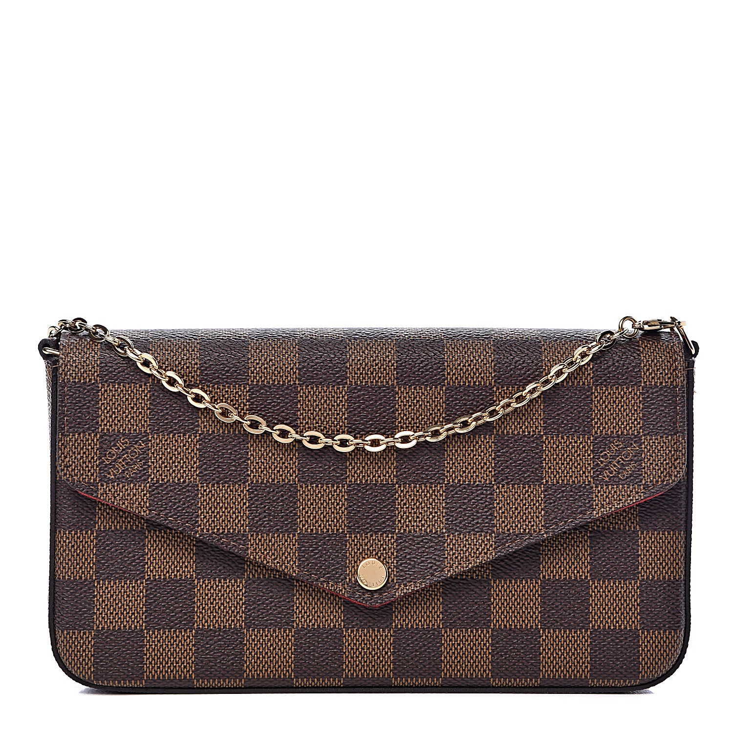 Louis Vuitton Damier Ebene Pochette Felicie Chain Wallet 2 of 12