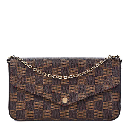 Louis Vuitton Damier Ebene Pochette Felicie Chain Wallet 2 of 12