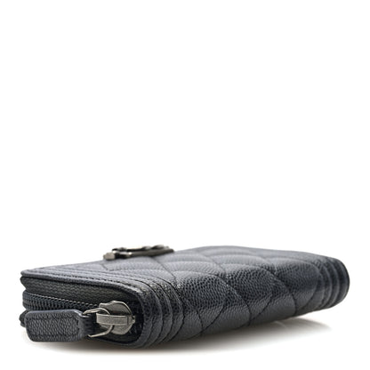 Chanel Caviar Quilted Boy Zip Around Coin Purse Wallet Black 4 of 7