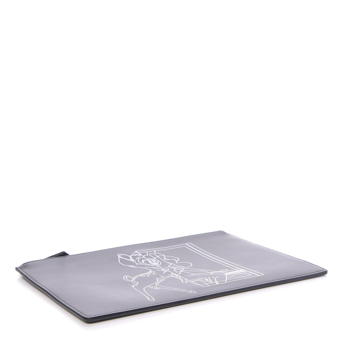 Calfskin Bambi Print Medium Cosmetic Pouch Black