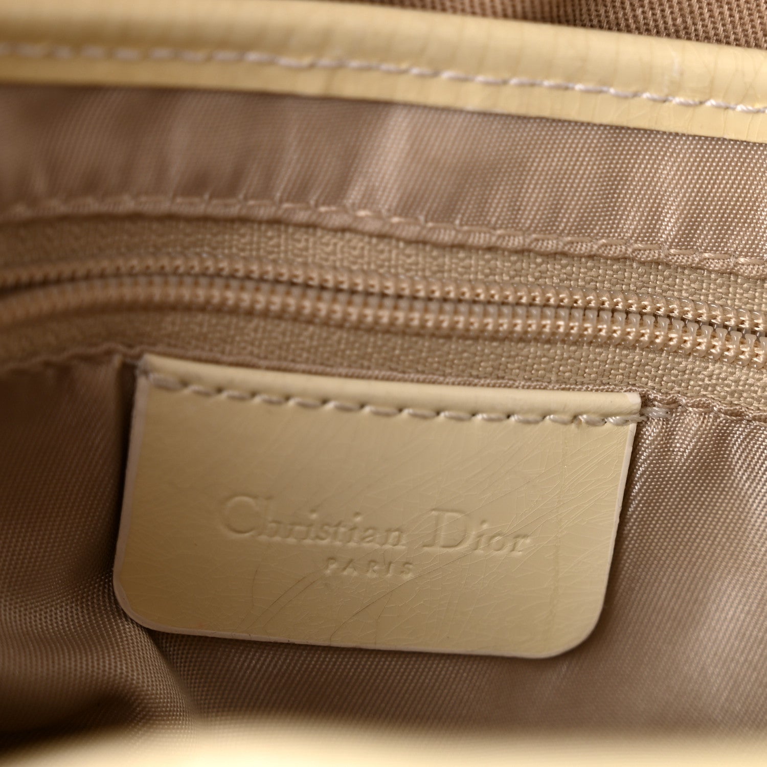 Christian Dior Canvas Patent Calfskin Saddle Bag Beige 6 of 14