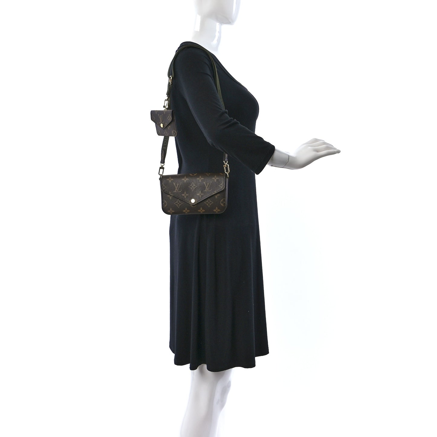 Monogram Felicie Strap & Go Kaki