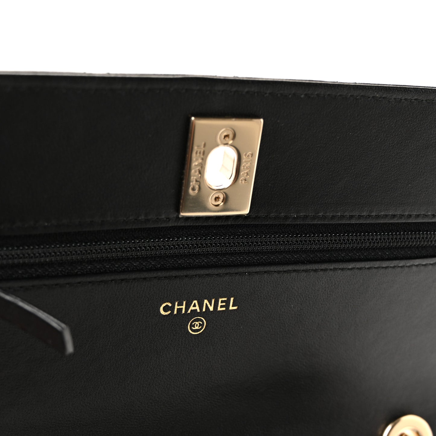 Lambskin Quilted Trendy CC Wallet On Chain WOC Black