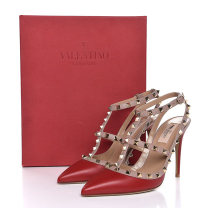 Valentino Garavani Nappa Rockstud Ankle Strap Pumps 39 Red Poudre 9 of 9