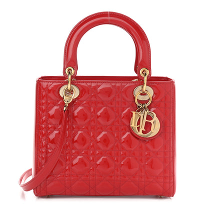 Christian Dior Patent Cannage Medium Lady Dior Red 1 of 11