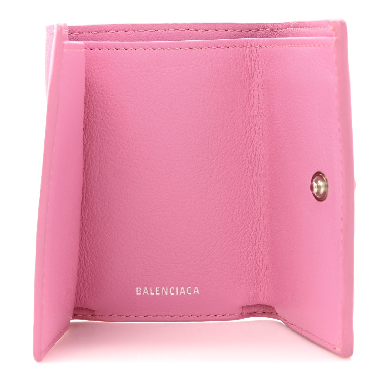 Grained Calfskin Logo Envelope Card Case Wallet Rose Magenta