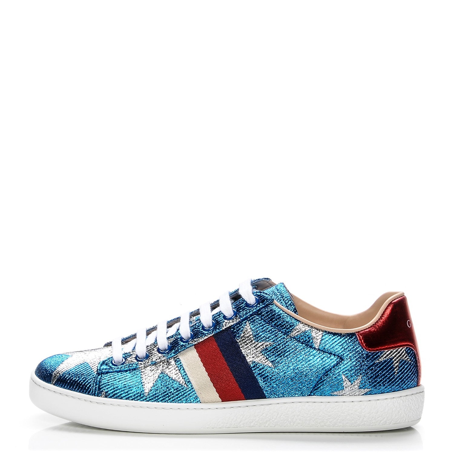 Gucci Lurex Starry Sky Sylvie Web New Ace Sneakers 38 Bluette Silver 1 of 7