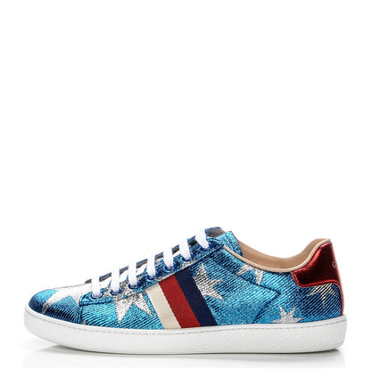 Gucci Lurex Starry Sky Sylvie Web New Ace Sneakers 38 Bluette Silver 1 of 7