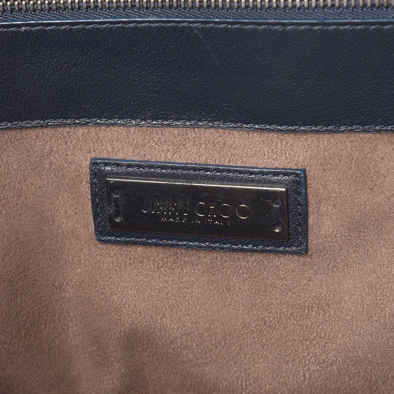 Jimmy Choo Metallic Grainy Goatskin Riley Tote Navy 6 of 12
