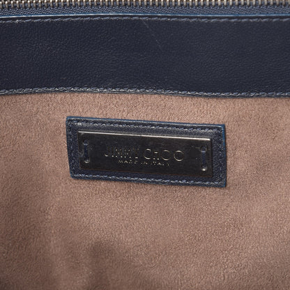 Jimmy Choo Metallic Grainy Goatskin Riley Tote Navy 6 of 12