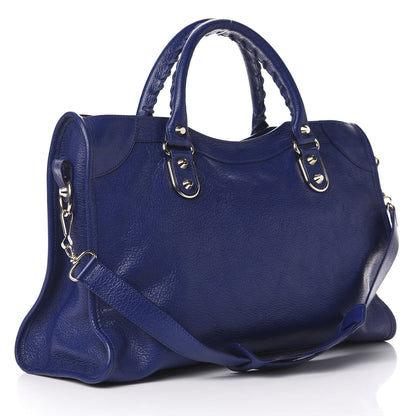 Balenciaga Chevre Gold Metallic Edge Hardware City Bleu Roi 4 of 11