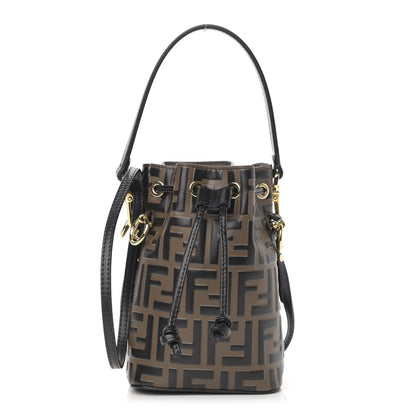 Fendi Vitello Liberty F is Fendi Bi-Color FF 1974 Embossed Mini Mon Tresor Bucket Bag Maya Black 1 of 11