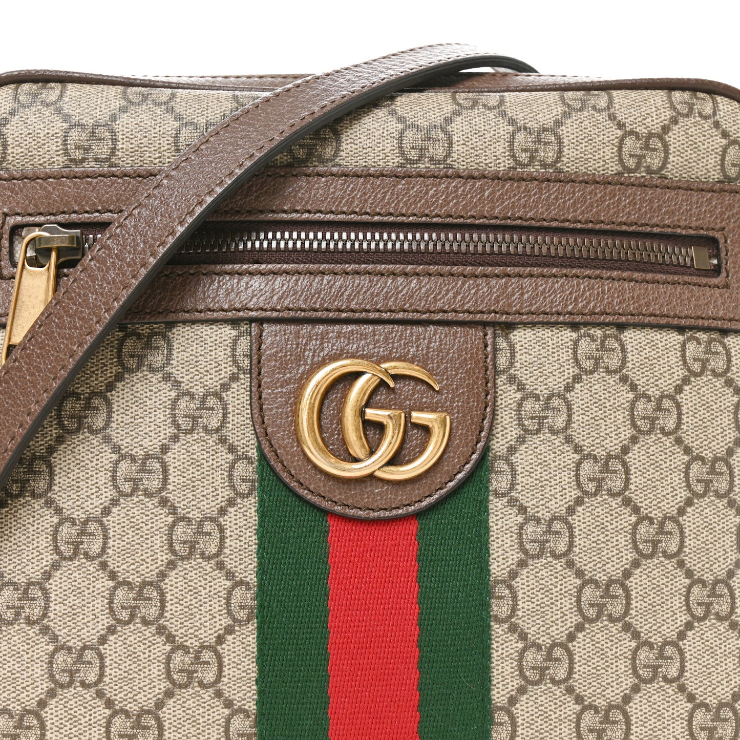 GG Supreme Monogram Web Small Ophidia Messenger Bag Brown